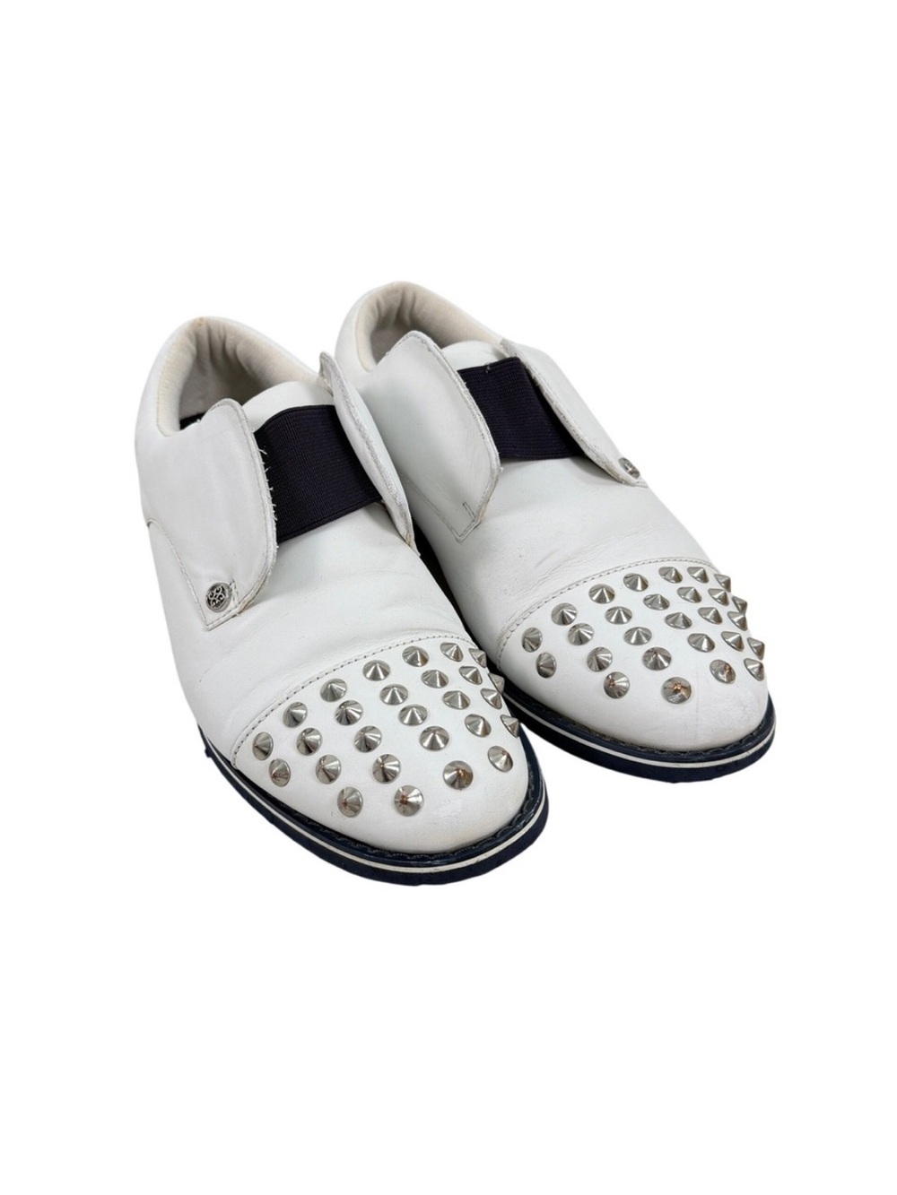 G Fore Womens Elastic Gallivanter Golf Shoes White Studded Slip On‎ Size 7